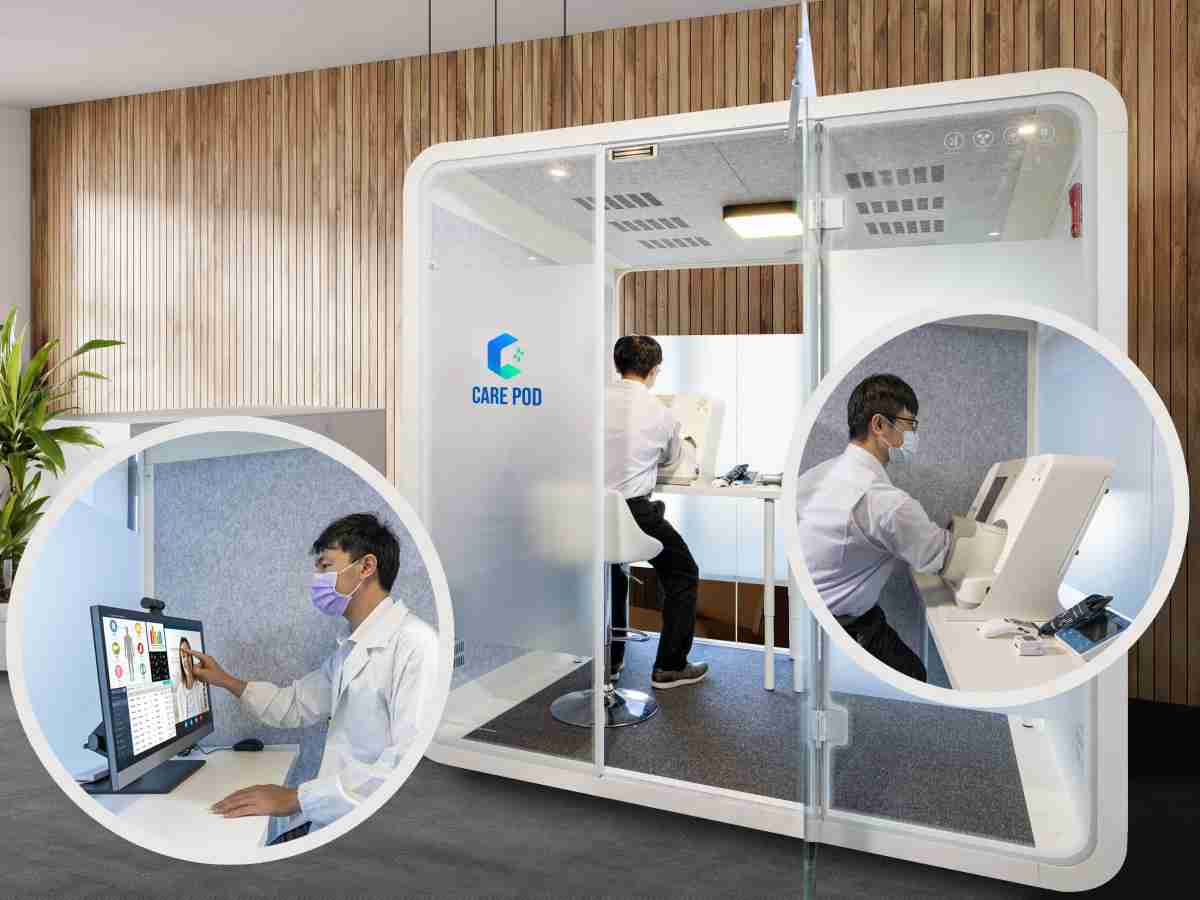 达擎于医疗科技展中展出＂远距诊疗舱＂，，以因应医疗数字化及社会高龄化趋势下、、复诊及慢性病患等族群对于远距看诊需求逐渐升高所推出的创新整合方案。。。多功能合一、、高隐私性的远距诊疗舱可根据病患端与医师端的不同需求，，，提供弹性化及客制化功能，，，节省医生和病患的精力及时间