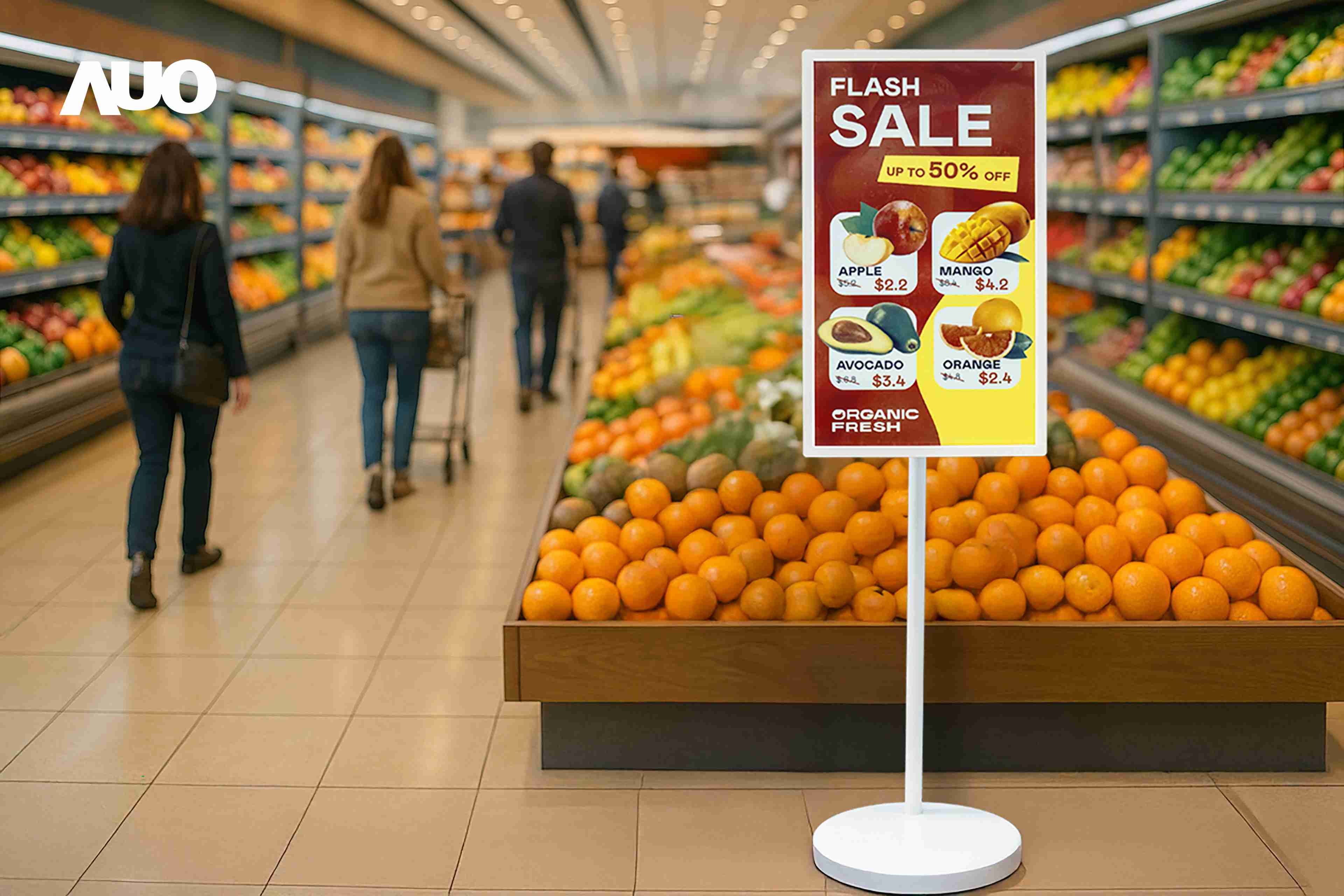 达擎首亮相低功耗、、全彩的〝aecoPost电子纸解决方案〞，，，，仅在更新画面时需要微量的电力驱动，，，，无需布建电线的便捷设计，，使其可灵活应用、、、随意置放，，并可透过云端或行动装置app，，，轻松管理及排程广告内容，，，晋升店头营销利器。。。